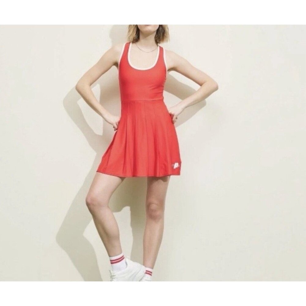 Prince Pickleball Dress Womens XL‎ Red Cross-Back Pleated Tennis Shorts Stretch